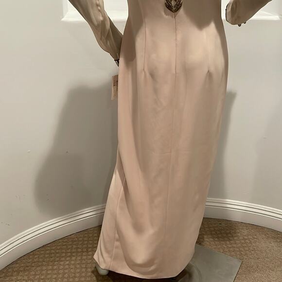 Bella Diosa Collection Vintage 90'S Maxi Dress Beige Beaded Sheer Accent Size 12 - Picture 8 of 16